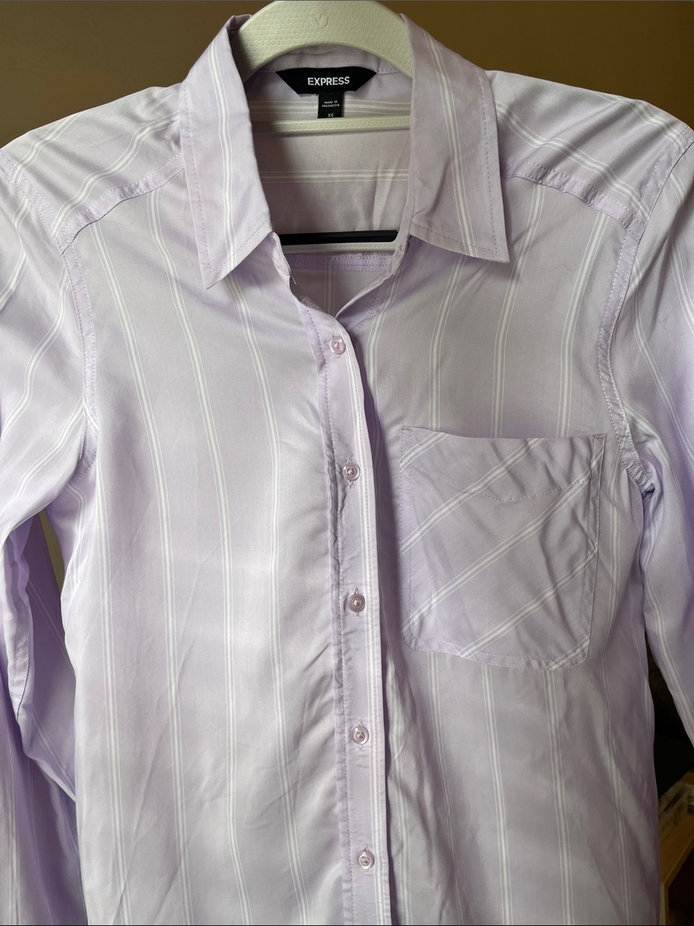 Express Lavender Striped Button-Down Shirt